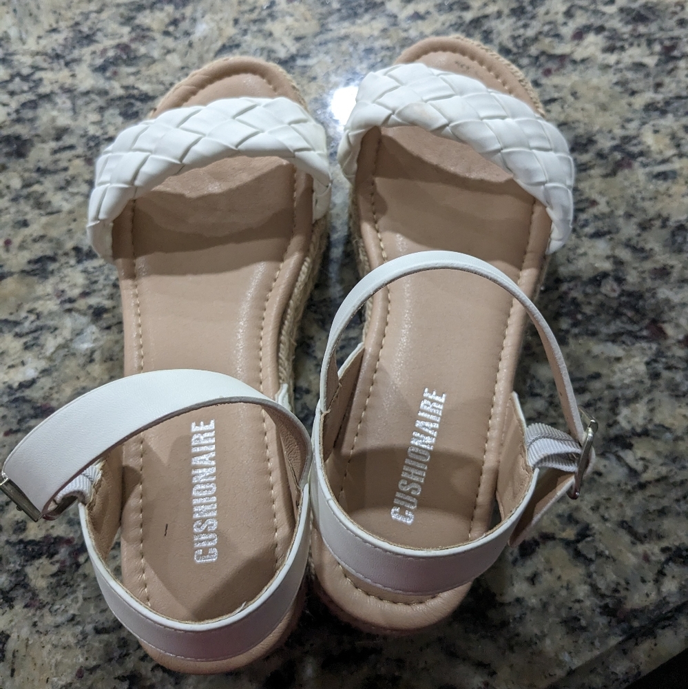 White braided espadrille sandals